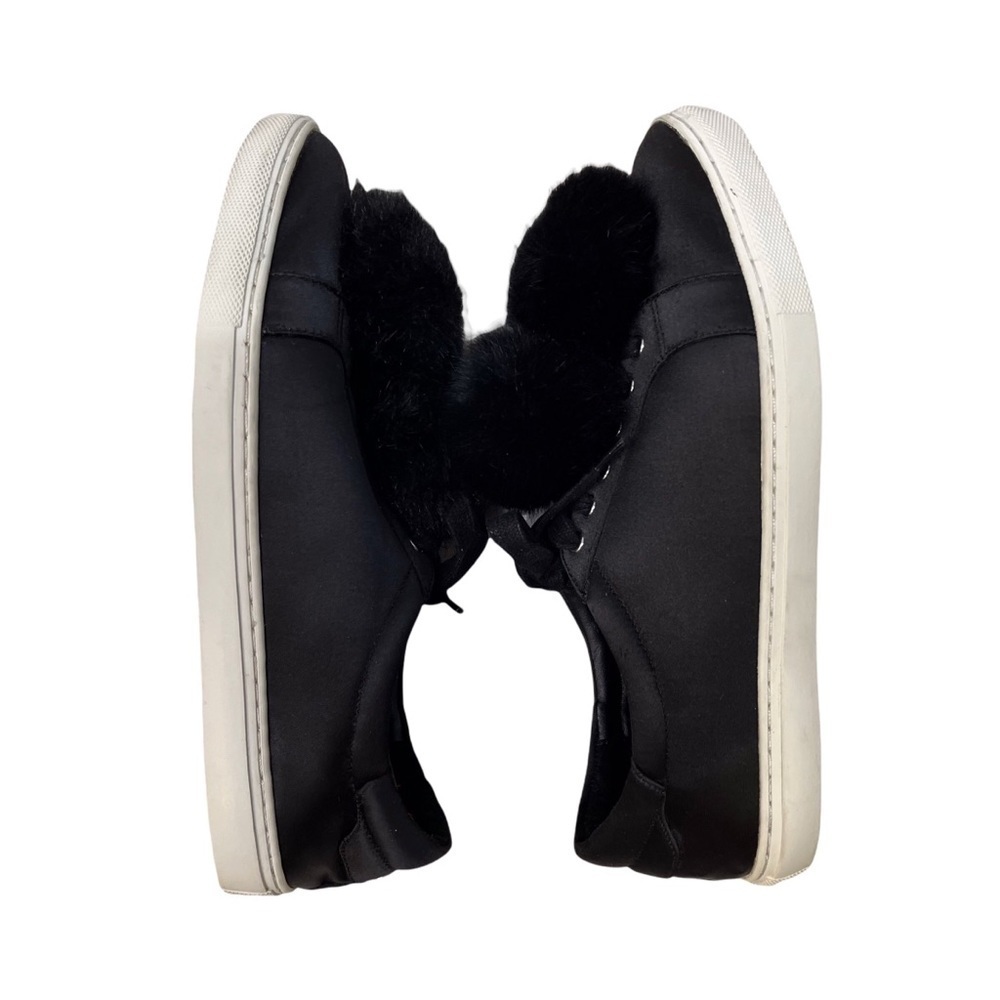 J/Slides NYC Alpha Satin Pom Poms Sneaker Black Lace Up Size 8.5 Platform - Picture 8 of 11